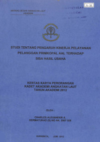 Image of Studi Tentang Pengaruh Kinerja Pelayanan Pelanggan Primkopal AAL Terhadap Sisa Hasil Usaha