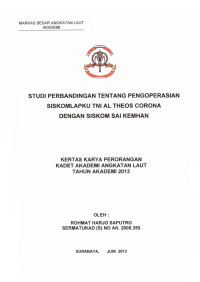 Image of Studi Perbandingan Tentang Pengoperasian Siskomlapku TNI AL Theos Corona Dengan Siskom SAI Kemham