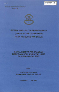 Image of Optimalisasi Sistem Pemeliharaan (Fresh Water Generator) pada KRI Klass Van Speijk