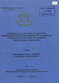 Image of Optimization The Role Of Supplies Administration Process In KRI To Support Main Task Head Of Logistic Department At The Deployment