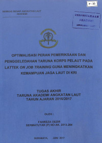 Image of Optimalisasi Peran Pemeriksaan dan Penggeledahan Taruna Korps Pelaut Pada Lattek On Job Trainning Guna Meningkatkan Kemampuan Jaga Laut di KRI