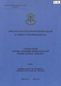 Image of Analisa Kualitas Bahan Bakar Solar di Tempat Penyimpanan AAL