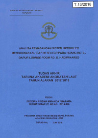 Image of Analisa Pemasangan Sistem Sprinkler Menggunakan Heat Detector pada Ruang Ketel Dapur Lounge Room RD. S. Hadiwinarso