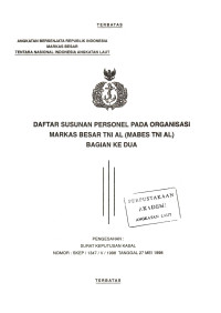Image of Daftar Susunan Personel pada Organisasi Markas Besar TNI AL (Mabes TNI AL) Bagian ke Dua Pengesahan Surat Keputusan Kasal Nomor : SKEP/1347/V/1998 Tanggal 27 Mei 1998