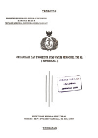 Image of Organisasi dan Prosedur Staf Umum Personel TNI AL (SPERSAL) Keputusan Kepala Staf TNI AL Nomor : KEP/12/VII/1997 Tanggal 31 Juli 1997