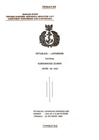 Image of Petunjuk Lapangan Tentang Komunikasi Suara (KOM-36.103) Petunjuk Lapangan Dirkomlekal Nomor Juklap/3/X/86/Ditkom Tanggal 20 Oktober 1986