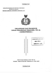Image of Organisasi dan Prosedur Dinas Perawatan Personel TNI AL (DISWATPERSAL) Keputusan Kepala Staf TNI AL Nomor: KEP/27/VII/1997 Tanggal 31 Juli 1997