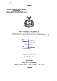 Image of Buku Petunjuk Pelaksanaan Pengendalian Karier Perwira Mantan Dikcapa Publikasi Umum TNI AL (PERS - 001.015) Pengesahan Surat Keputusan Kasal Nomor : SKEP / 1394 / V / 1995 Tanggal 9 Mei 1995