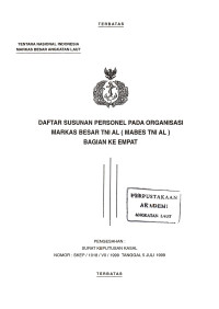 Image of Daftar Susunan Personel pada Organisasi Markas Besar TNI AL (Mabes TNI AL) Bagian ke Empat Pengesahan Surat Keputusan Kasal Nomor : SKEP/1018/VII/1999 Tanggal 5 Juli 1999