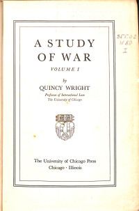 Image of A Study of War - Volume I