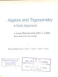 Image of Algebra and Trigonometry A Skill Approach