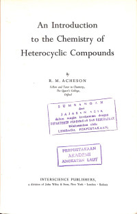 Image of An Introduction to the Chemistry of Heterocyclic Coumpounds