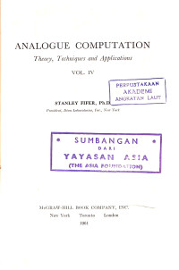 Image of Analogue Computation Theory, Techniques and Applications VOL.IV
