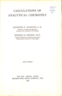 Image of Calculation of Analytical Chemistry