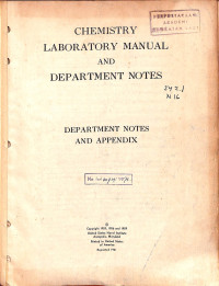 Image of Chemistry Laboratory Manual and Departement Notes