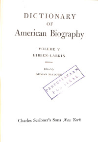 Image of Dictionary of American Biography Volume V : Hibben to Larkin