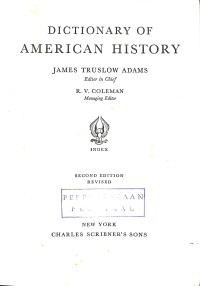 Image of Dictionary of American History : Index