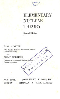 Image of Elementary Nuclear Theory Second Edition