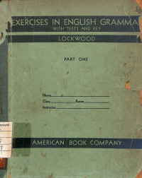 Image of Exercises in English Grammar : With Tests and Key -  Part One