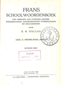 Image of Frans School Woordenboek , Deel II : Netherlands - Frans - Zevende Druk