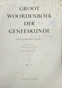 Image of Groot Woordenboek Der Geneeskunde : Encyclopaedia Medica : III K - P