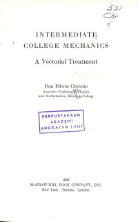 Image of Intermediate College Mechanics A Vectorial Treatment