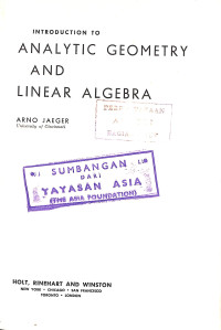Image of Introduction to Analytic Geometry and Linear Algebra