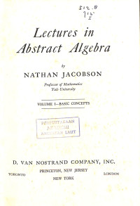 Image of Lectures in Abstract Algebra Volume 1