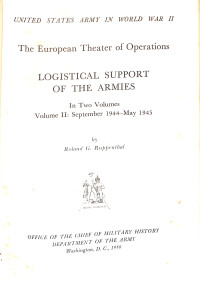 Image of Logistical Support Of The Armies Volume II
