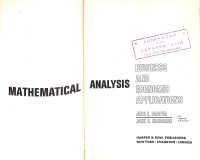 Image of Mathematical Analysis : Bussines and Economic Applications