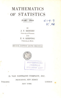 Image of Mathematics of Statistics , Part Two - Second Edition