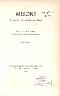 Image of Mesons A Summary of Experimental Facts