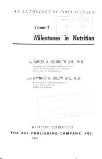 Image of Milestones in Nutrition Volume 2
