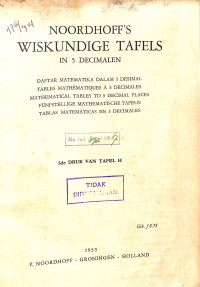 Image of Noordhoff's Wiskundige Tafels