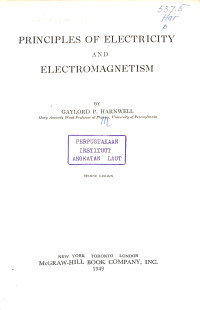 Image of Principles of Electricity and Electromagnetism