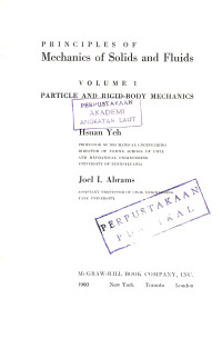 Image of Principles of Mechanics of Solids and Fluids Volume I