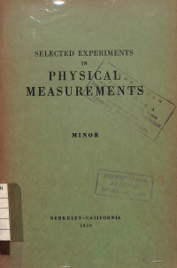Image of Selected Experiments in Physical Measurements