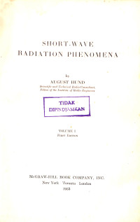 Image of Shortwave Radiation Phenomena - First Edition