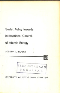 Image of Soviet Policy Towards International Control of Atomic  Energy