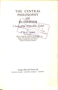 Image of The Central Philosophy of Buddhism : A Study Madhyamika System