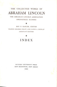 Image of The Collected Works of Abraham Lincoln INDEX (IX)