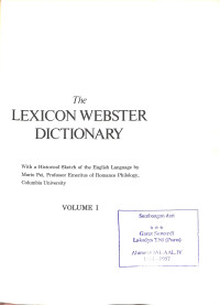 Image of The Lexicon Webster : Dictionary - Encyclopedic Edition , Volume I