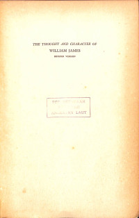 Image of The Thought and Character of William James