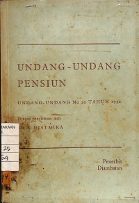 Image of Undang-Undang Pensiun Undang-Undang No. 20 Tahun 1952