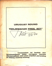 Image of Uruguay Round Terjemahan Final Act