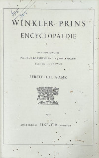 Image of Winkler Prins Encyclopaedie : Eerste Deel A-AMZ